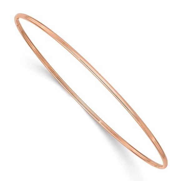 Real 10K Rose Gold Women\'s 1.5 mm Bangle Bracelet